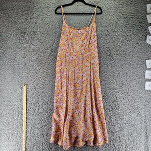 Old Navy Dress Womens XL Tall Orange Floral Spaghetti Strap Maxi Dress